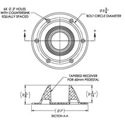 TACO Table Support - Surface Mount - Fits 2-3/8