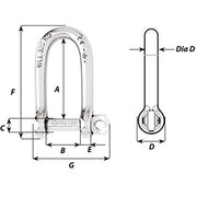 Wicahrd Self-Locking Long D Shackle - Diameter 5mm - 3/16