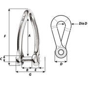 Wichard Captive Pin Twisted Shackle - Diameter 6mm - 1/4