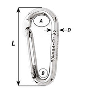 Wichard Symmetric Carbine Hook Without Eye - Length 60mm - 1/4