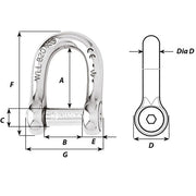 Wichard Self-Locking Allen Head Pin D Shackle - 8mm Diameter - 5/16