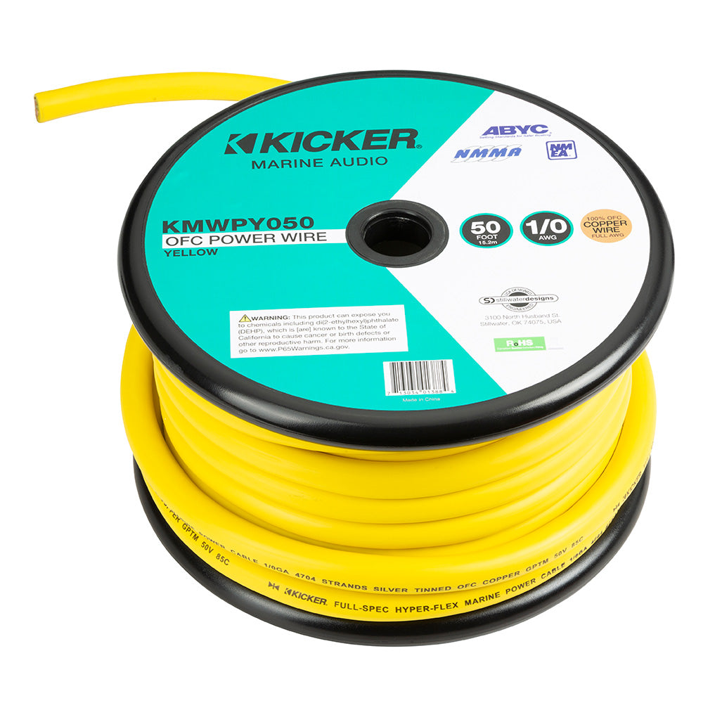 KICKER KMWPY050 50' 1/0AWG Power Wire - Yellow [47KMWPY050]