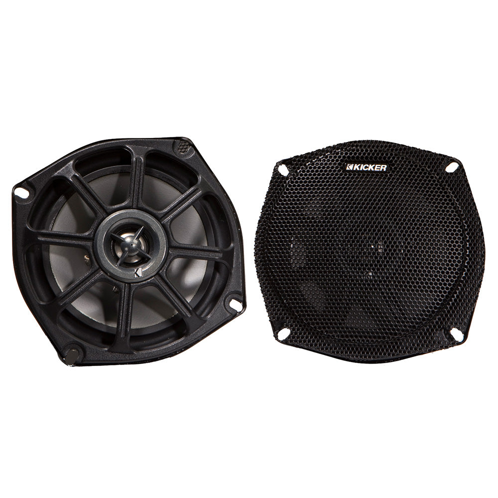 KICKER PS5250 5.25" Weather-Resistant Coaxial Speakers f/Motorcycles/ATVs - 2-Ohm, Black [10PS5250]