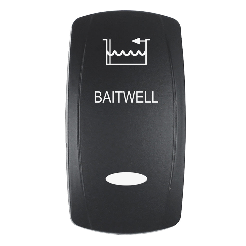 Pacer Actuator - 'BAITWELL' f/V Series Contura Switches - Black - Laser Etched (Top/Bottom Light) [EV2LE-BTWL]