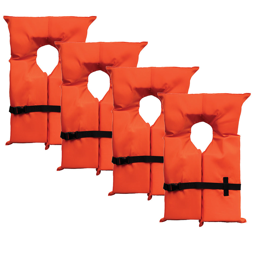 Bluestorm Type II Adult Universal Foam Life Jacket - Orange *4-Pack w/Clear Bag [BS-T2-ORG-4]