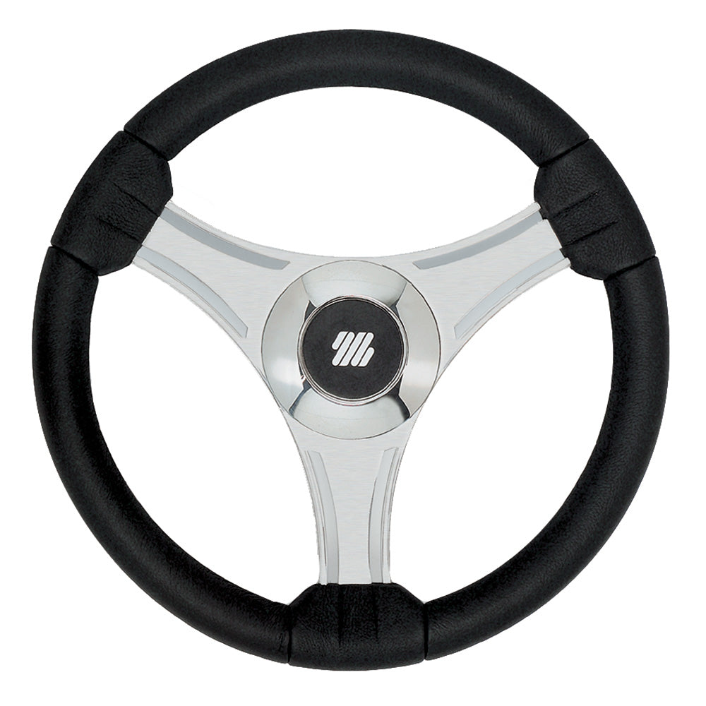 Uflex - Tavolara - 13.8" Black Polyurethane Steering Wheel w/Silver Spokes  X62 Hub [65277N]