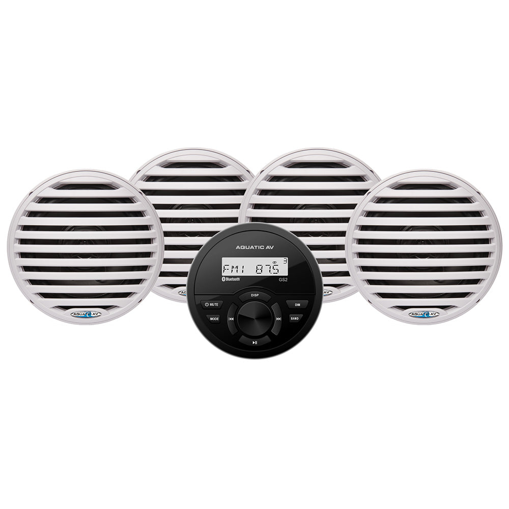 Aquatic AV GS2 Gauge Stereo  2 Pairs of EC651 6.5" White Speakers [CK305]