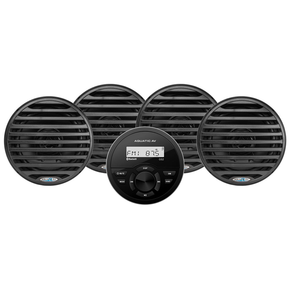 Aquatic AV GS2 Gauge Stereo  2 Pairs of EC652 6.5" Black Speakers [CK306]