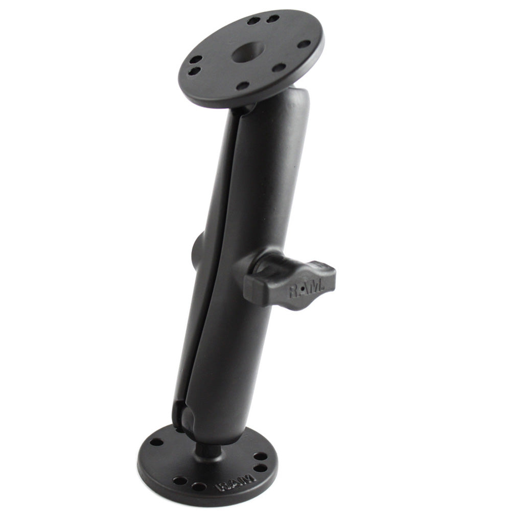 RAM Mount 1" Diameter Ball Mount w/Long Double Socket Arm & 2/2.5" Round Bases - AMPS Hole Pattern (7-5/16" Length) [RAM-B-101U-C]