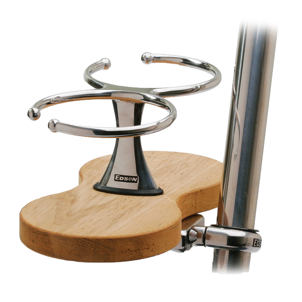 Edson Clamp-On Drink Holder - Double - Teak [878TK-2-125]