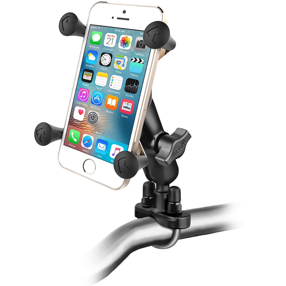 RAM Mount Handlebar Rail Mount w/Zinc Coated U-Bolt Base and Universal X-Grip Cell/iPhone Cradle [RAM-B-149Z-UN7U]