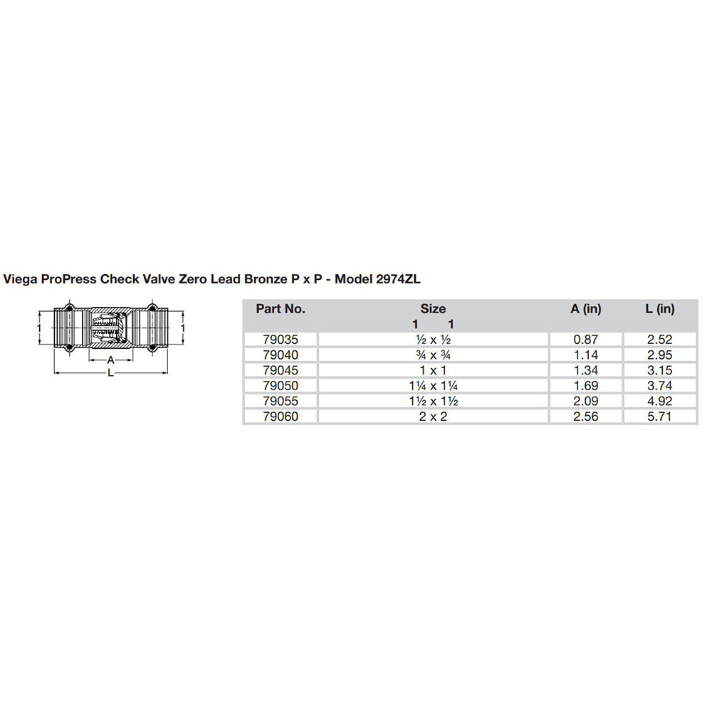 Viega ProPress 1/2" Zero Lead Check Valve - Double Press Connection - Smart Connect Technology [79035]